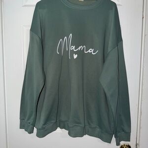 Stylish Green 'Mama' Crew Neck Sweater